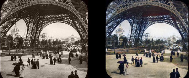 Photo en noir en blanc de paris colorisée par un GAN